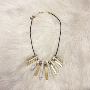 Gold Marble Fan Statement Necklace